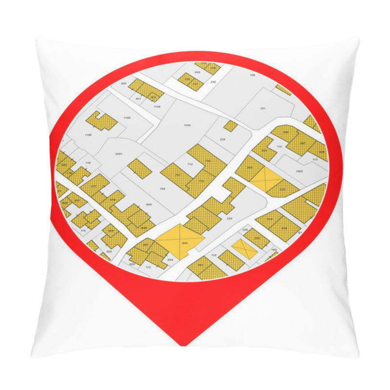 Personality  Imaginary Cadastral Map With Buildings, Land Parcel And Vacant Plot - Icon Concept Pillow Covers