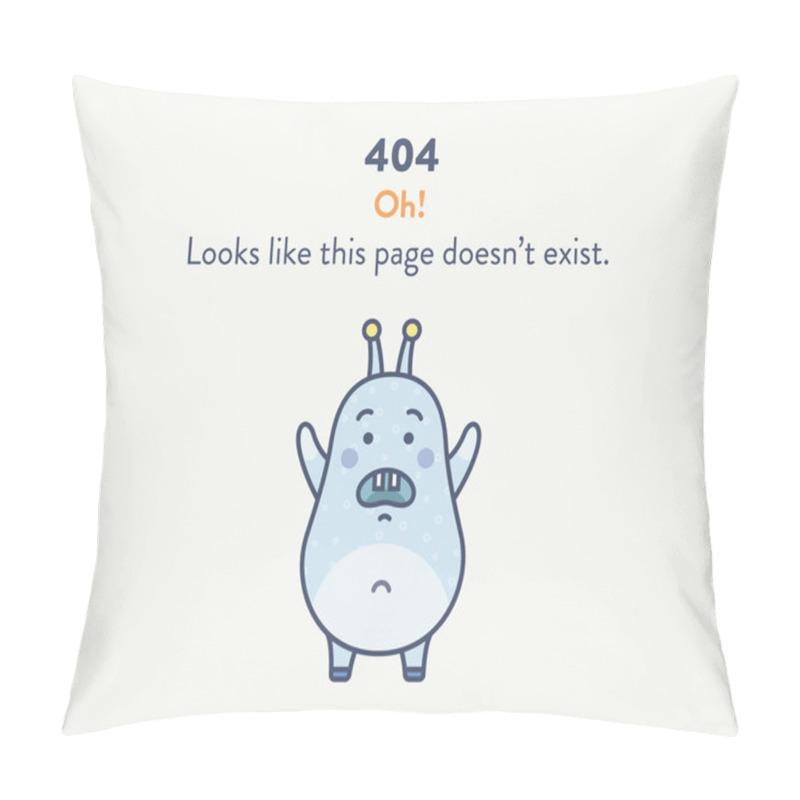 Personality  Web Mistake When The Page Is Not Found. Blue Cute Disappointed Monster On A White Background.  Pillow Covers