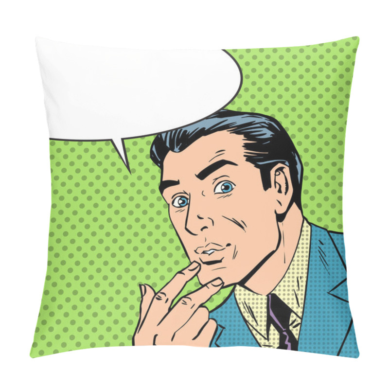 Personality  Man Thought About Thinking Pop Art Comics Retro Style Halftone Pillow Covers