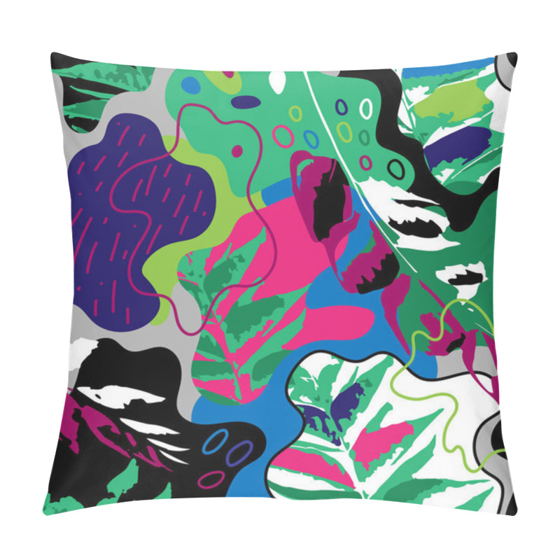 Personality   Seamless Autumn Abstract Artwork With Abstract Wave Patterns And Leaves Pillow Covers