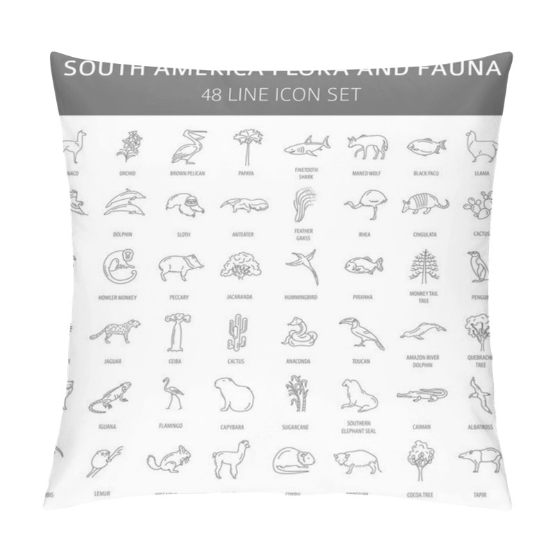 Personality  Flat South America Flora And Fauna  Elements. Animals, Birds And Pillow Covers