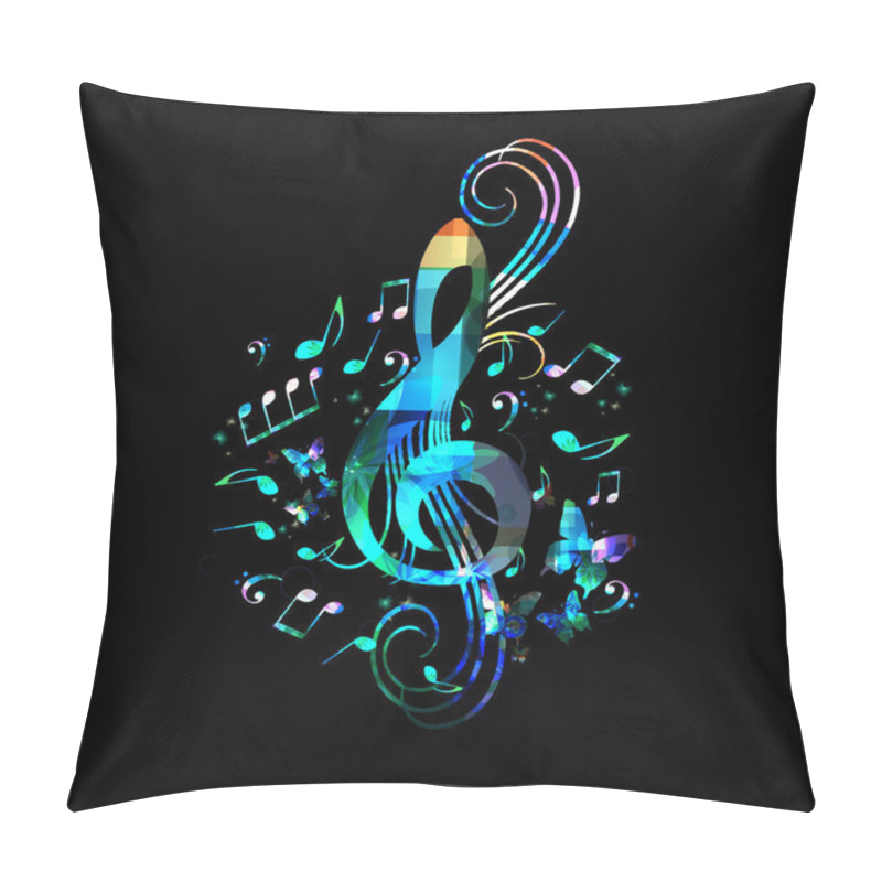 Personality  Music Promotional Poster With G-clef And Musical Notes Vector Illustration. Artistic Abstract Background With Musical Notes For Live Concert Events, Music Festivals And Shows, Party Flyer Template Pillow Covers