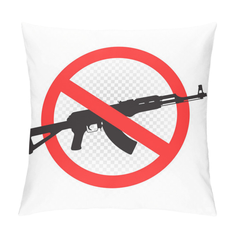 Personality  Weapon Forbidden Sign Icon On White Transparent Background. No Guns Allowed Label. Shooting Is Prohibited Pillow Covers