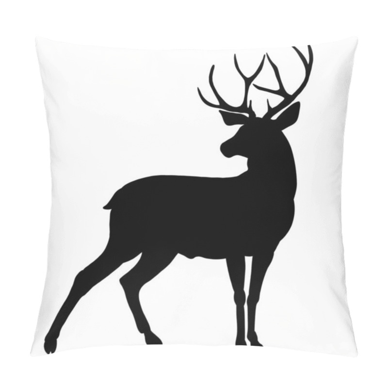 Personality  The Silhouette Of A Deer. A Horned Beast From The Forest. Elk, Caribou, Antelope Pillow Covers