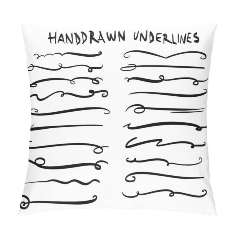 Personality  Handmade Collection Set Of Underline Strokes In Marker Brush Doodle Style Various Shapes Pillow Covers