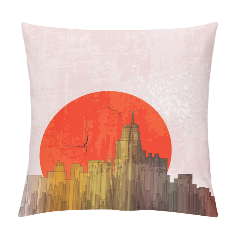 Personality  Sunset Over The Big City. Abstract Background. Design A Poster. Pillow Covers