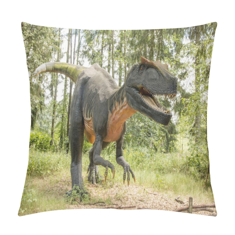 Personality  Giveskud, Denmark - 16 Juli 2019: Allosaurus Was The Apex Predator Of Its Age. Dinosaurs By Nature Believe Sizes As They Were When They Were Alive. Pillow Covers