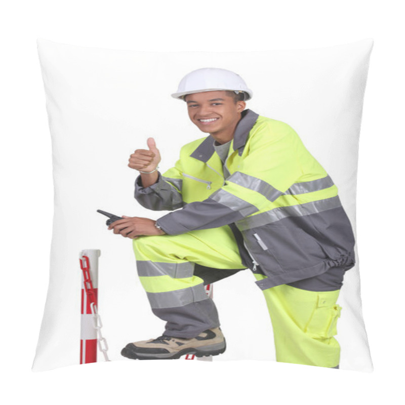 Personality  Roadworker In Fluorescent Jacket And Trousers Pillow Covers