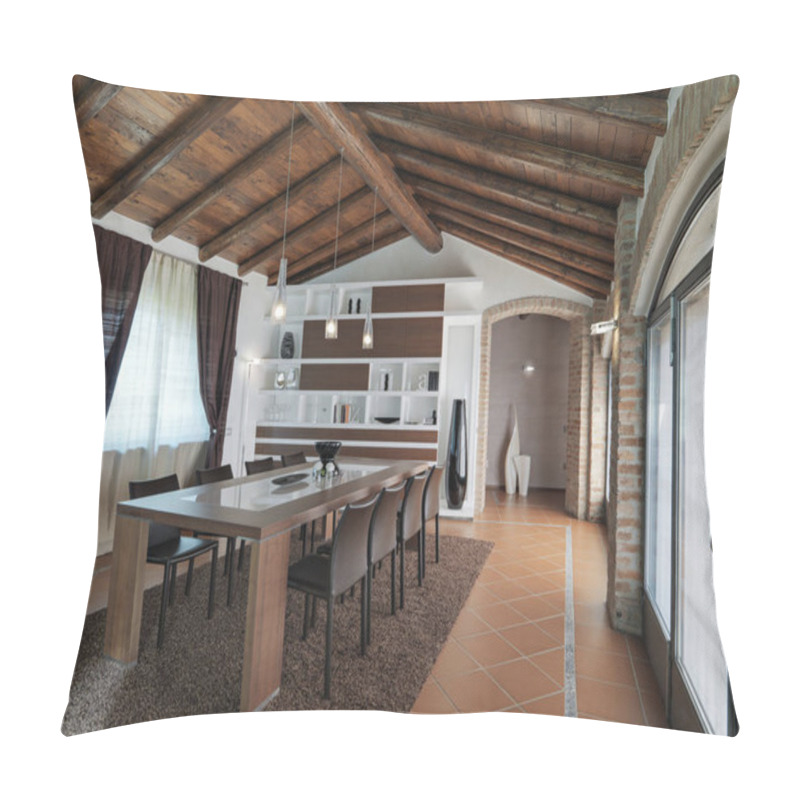 Personality  Interior View Of A Modern Dining Room Pillow Covers