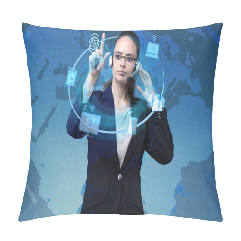 Personality  Businesswoman In Global Computing Concept Pillow Covers