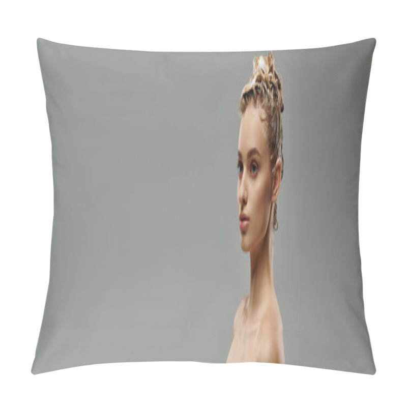 Personality  Appealing Woman Washing Her Hair. Pillow Covers