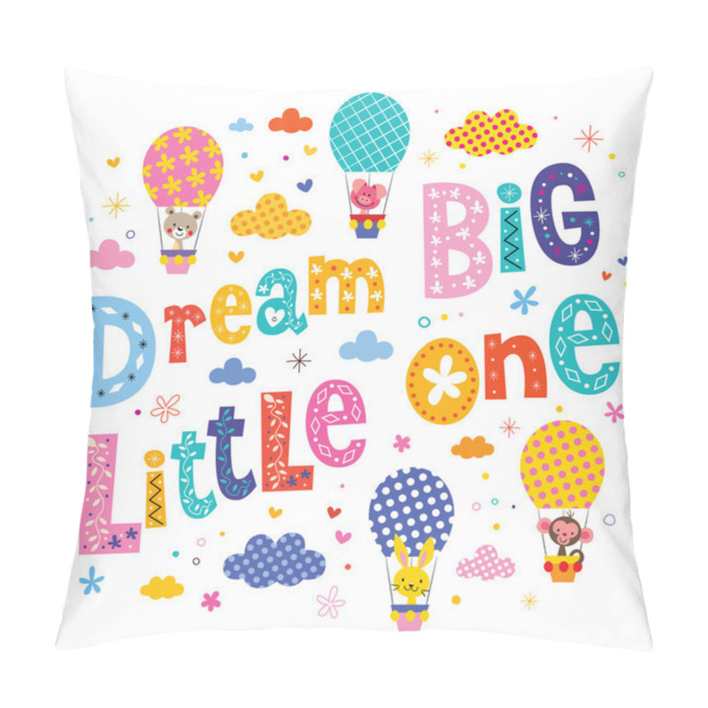 Personality  Dream Big Little One Kids Nursery Art With Cute Baby Animal Characters Pillow Covers