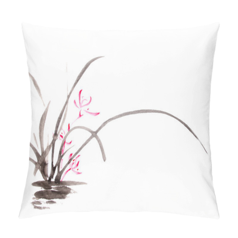 Personality  Ink Orchid Drawing Pillow Covers