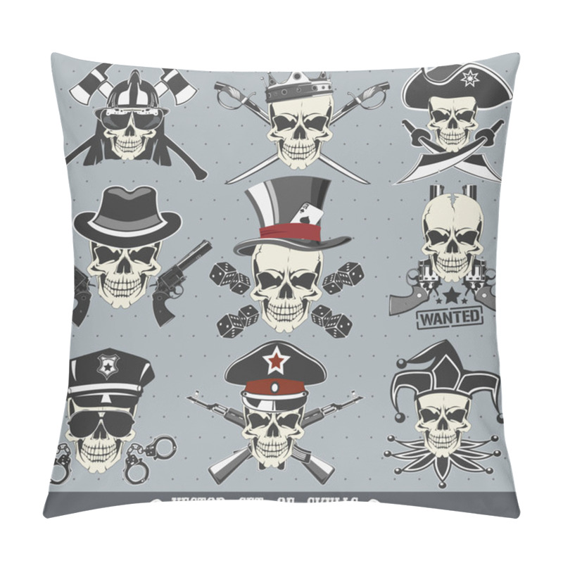 Personality  Vector Set Of Skulls Pillow Covers