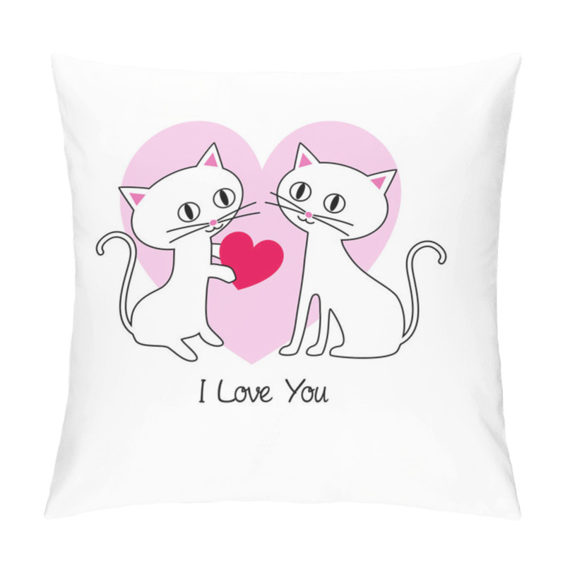 Personality  Cute Kittens Valentine On Pink Heart Pillow Covers