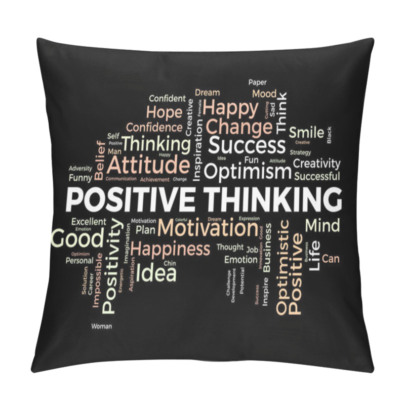 Personality  Word Cloud Background Concept For Positive Thinking. Success Attitude, Creative Mindset Of Innovation Optimism. Vector Illustration. Pillow Covers