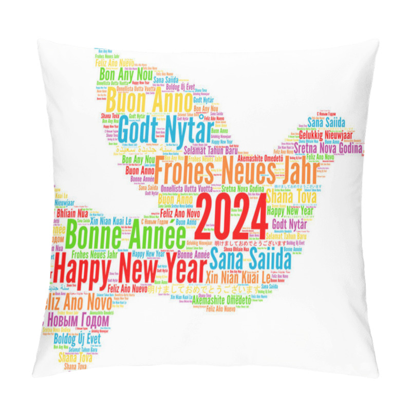 Personality  Happy New Year 2024 Word Cloud In Different Languages Pillow Covers