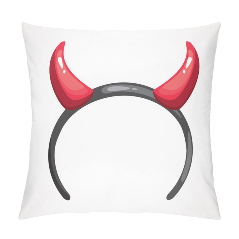 Personality  Cartoon Headband Icon With Devil Horns. Vector Illustration. Pillow Covers