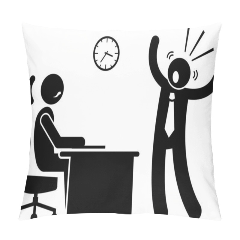 Personality  Lazy Useless Millennials Social Issue At Workplace. Vector Illustration Pillow Covers