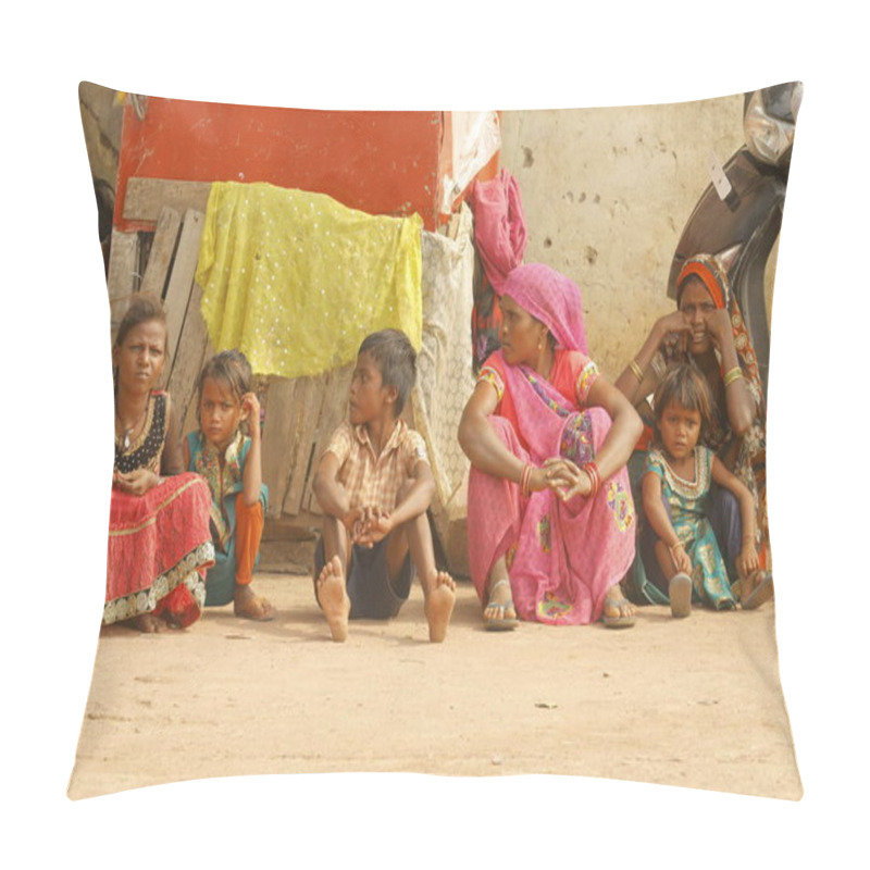 Personality  Indian Village People Watching 2nd Aug 2022 Hyderabad India Pillow Covers