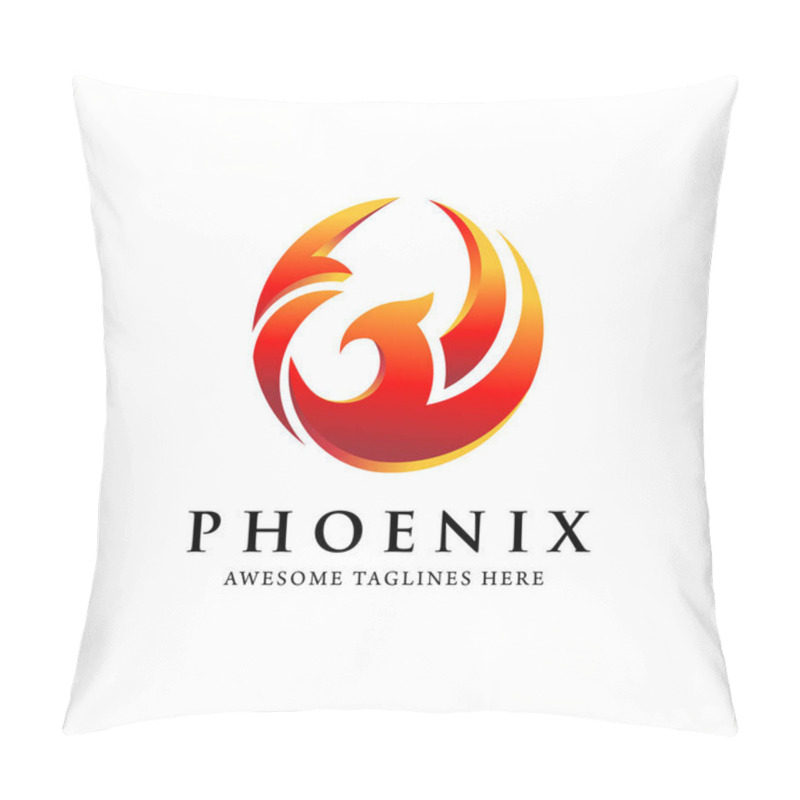 Personality  Creative Simple Phoenix Bird Circle Logo Concept, Best Phoenix Bird Logo Design Pillow Covers