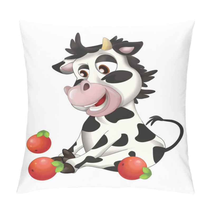 Personality  Cow Looking On Fruits - Apples  Pillow Covers