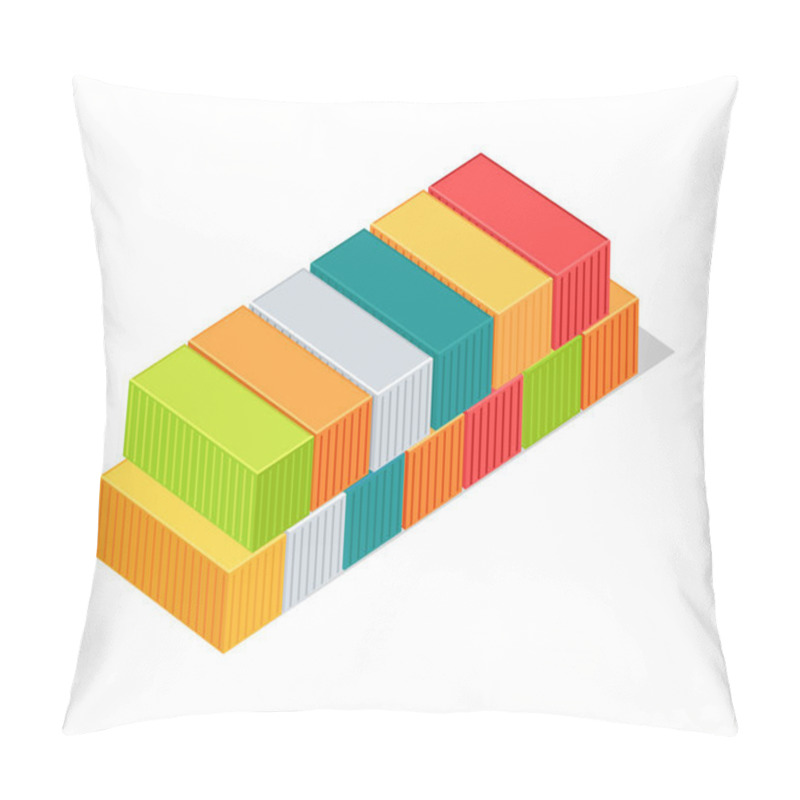 Personality  Set Of Cargo Boxes Isometric 3d Container Delivery Pillow Covers