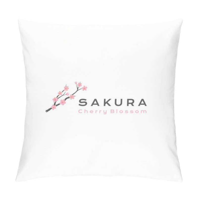 Personality  Sakura Logo Vector Illustration, Japanese Flower Cherry Blossom Logo Design Pillow Covers