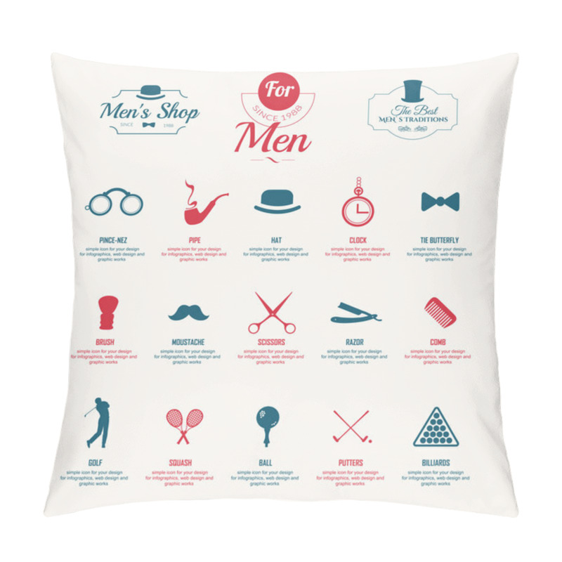 Personality  Gentleman Icons Set. Pillow Covers