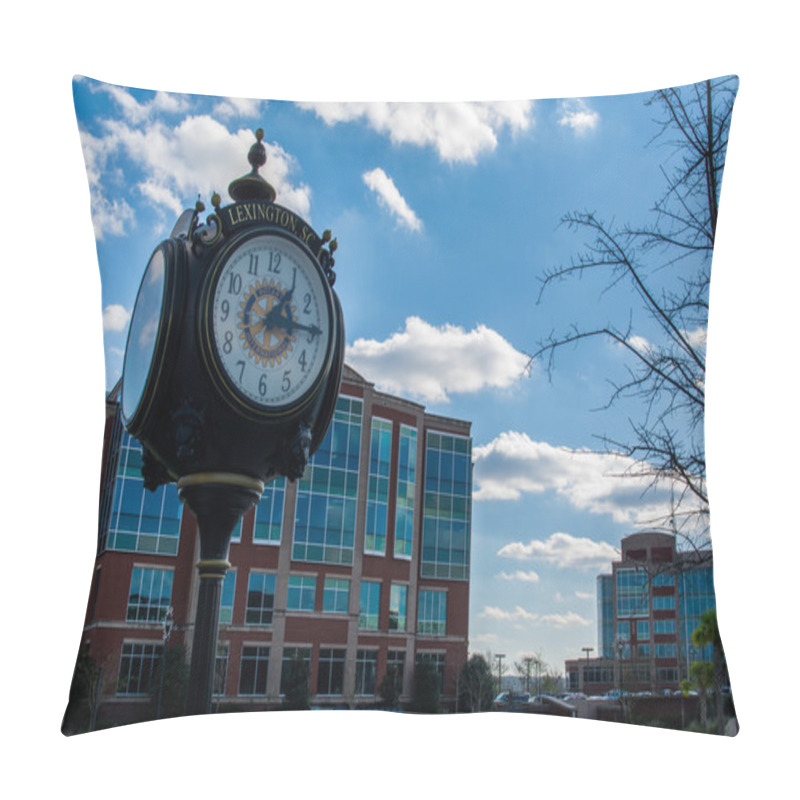 Personality  Lexington South Carolina Main Street Town Clock Buildings Center Pillow Covers