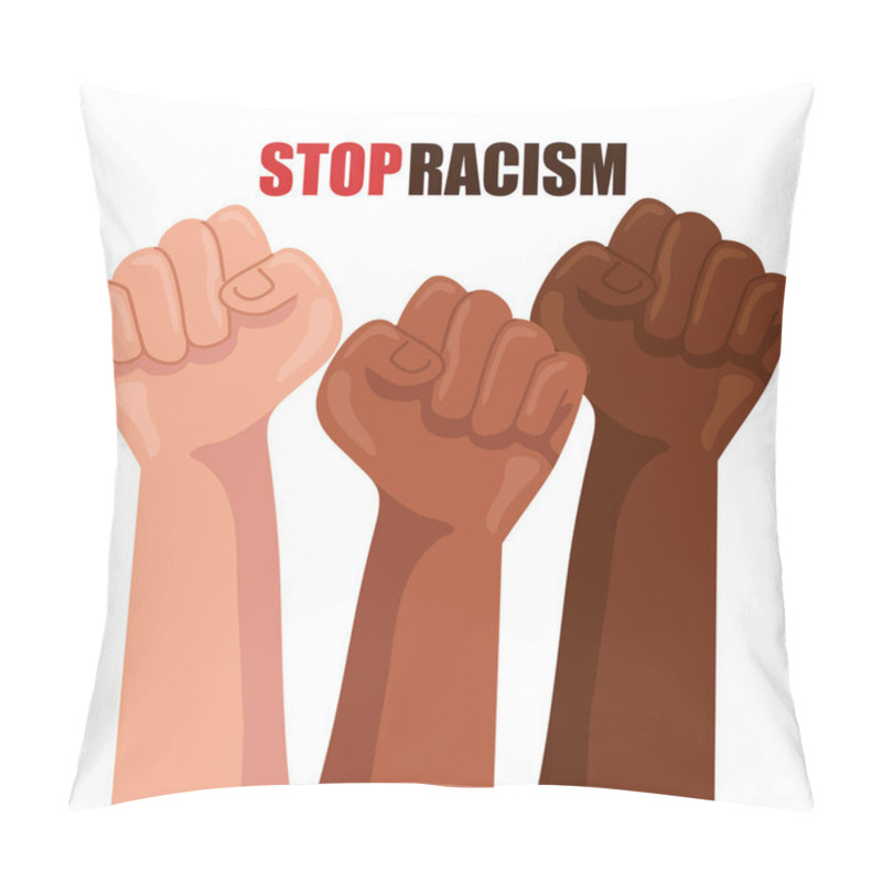 Personality  Stop Racism, With Hands In Fist, Black Lives Matter Concept Pillow Covers