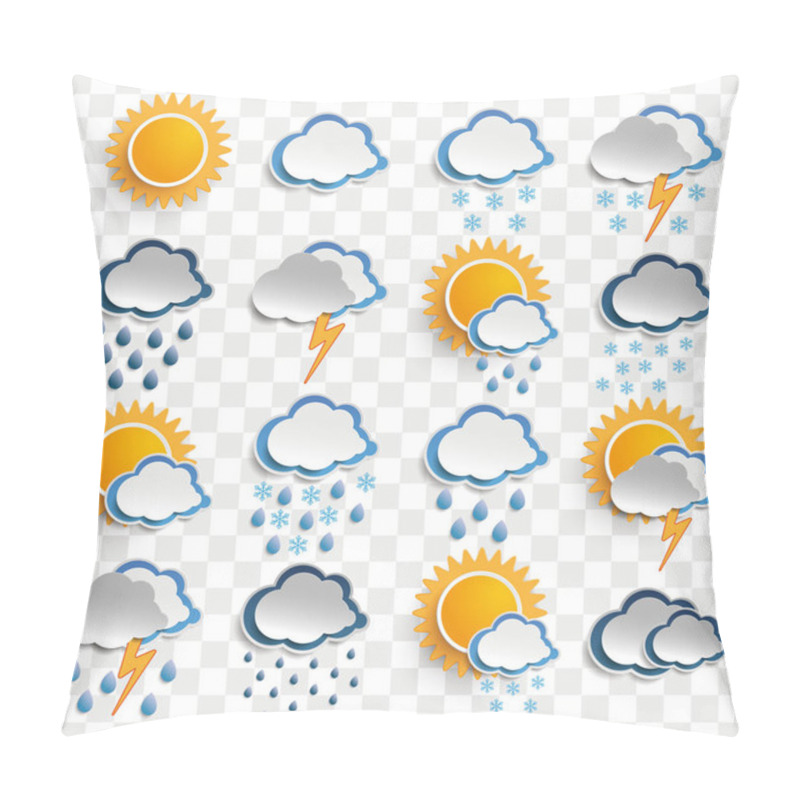 Personality  Weather Icons On The Checked Background. Eps 10 Vector File. Pillow Covers