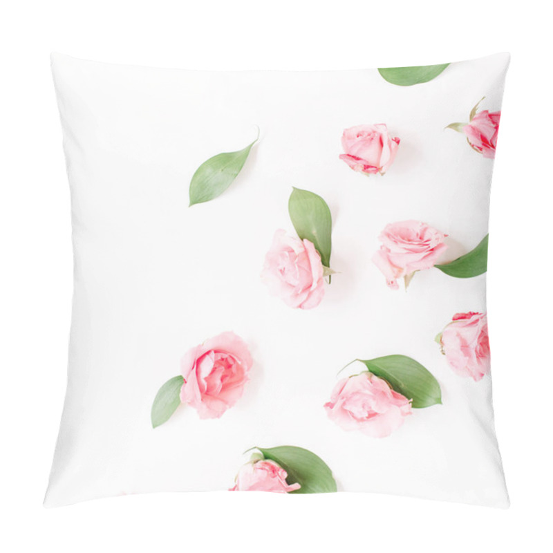 Personality  Pink Roses Buds On White Background Pillow Covers