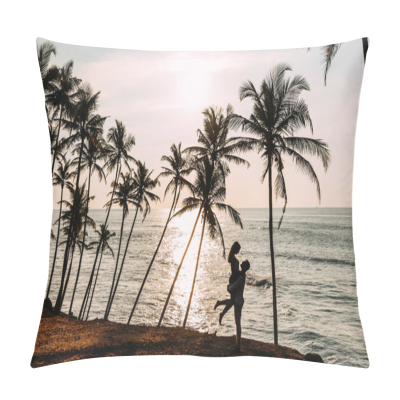 Personality  A Couple In Love Meets A Sunset On The Sea Among The Palm Trees. Man And Woman At Sunset. Honeymoon On The Islands. Honeymoon Trip. Happy Loving Couple. Silhouette Lovers. Wedding Travel. Sri Lanka Pillow Covers