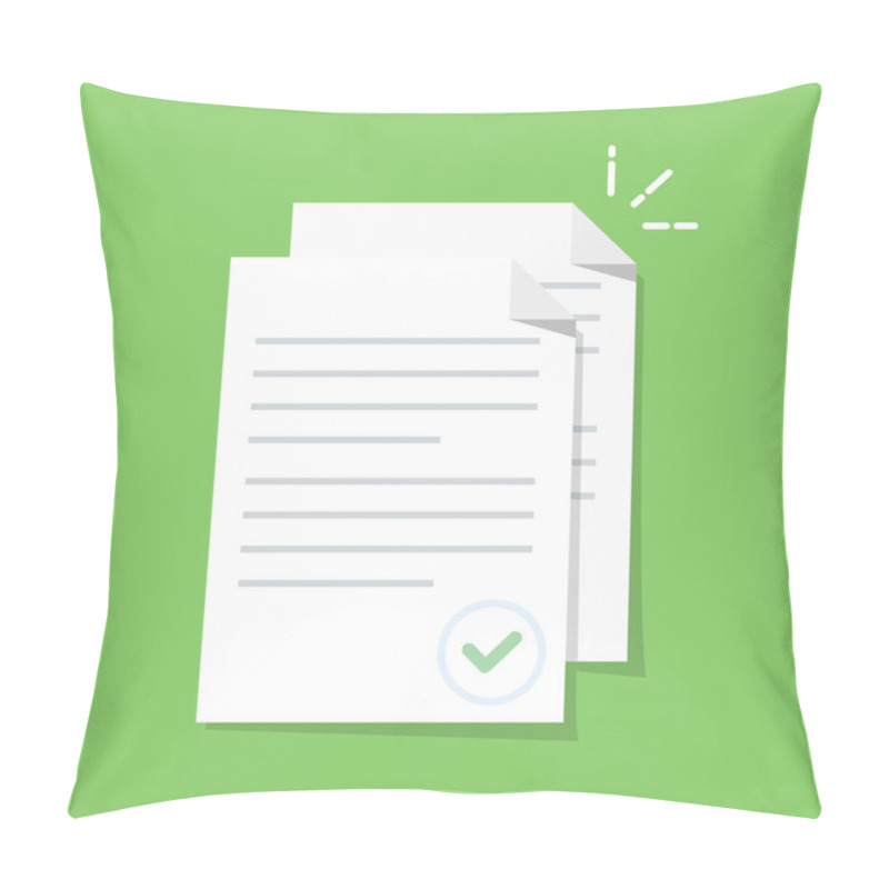 Personality  Documents Icon. Stack Of Paper Sheets. Confirmed Or Approved Document. Flat Illustration Isolated On Color Background. Pillow Covers