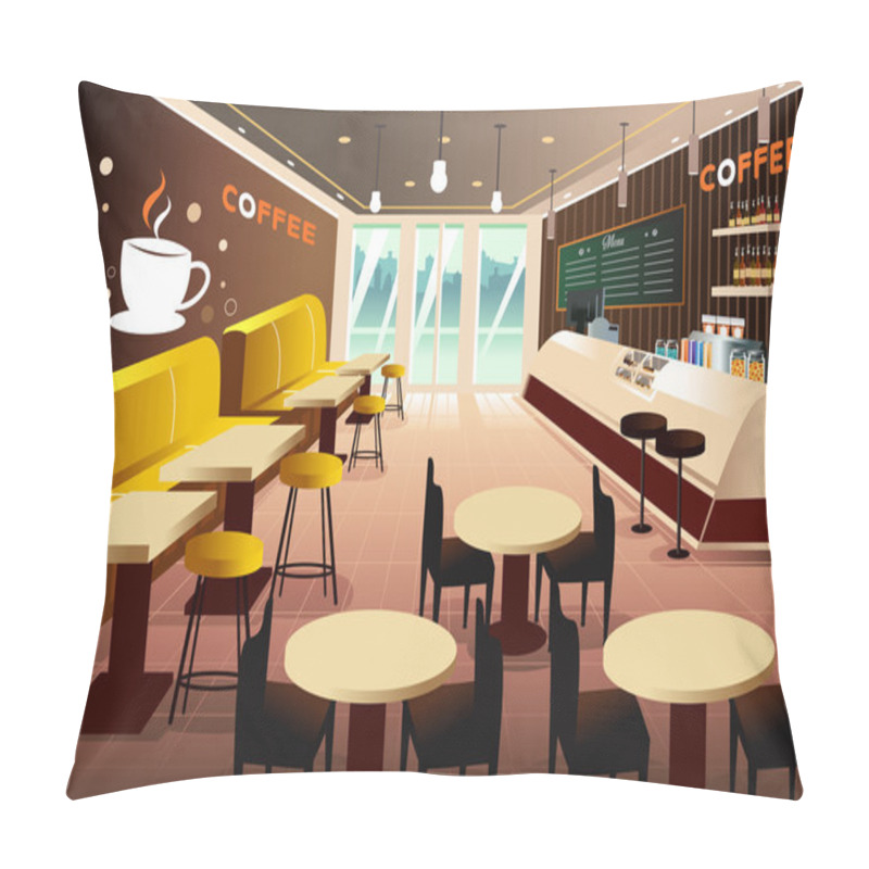 Personality  Interior Of A Modern Coffee Shop Pillow Covers