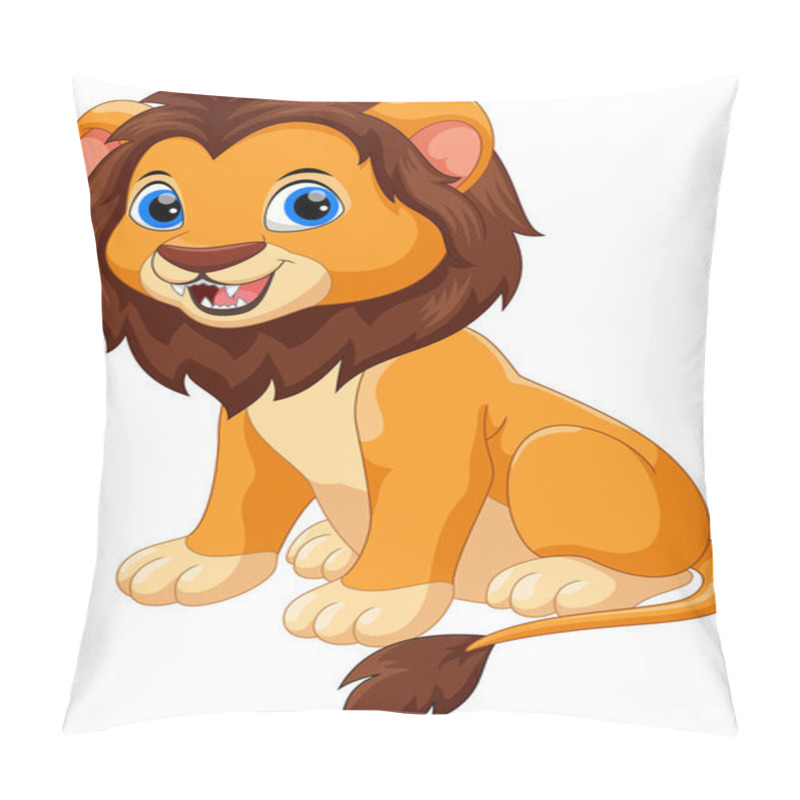 Personality  Cute Baby Lion Cartoon Isolated On White Background  Pillow Covers