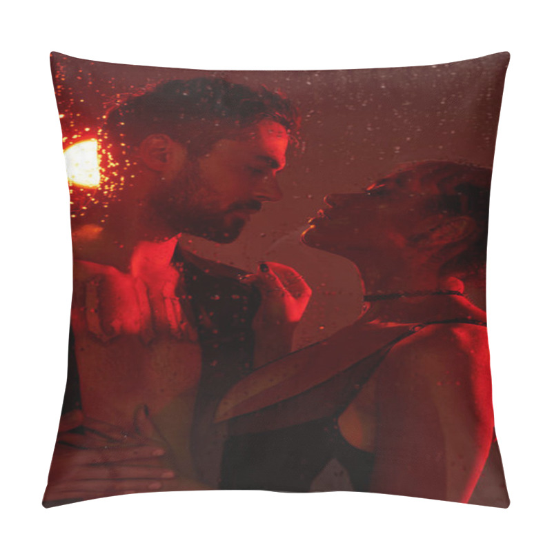 Personality  A Couple Gazes Into Each Others Eyes, Enveloped In Warmth And Rain. Pillow Covers