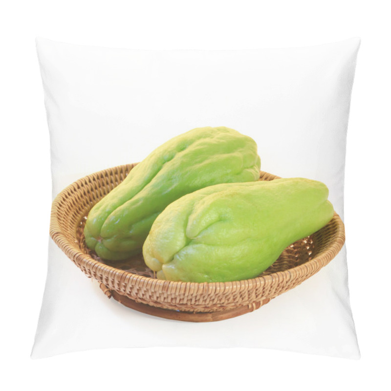 Personality  Chayote Squash, Also Known As Choko In Basket On White Pillow Covers