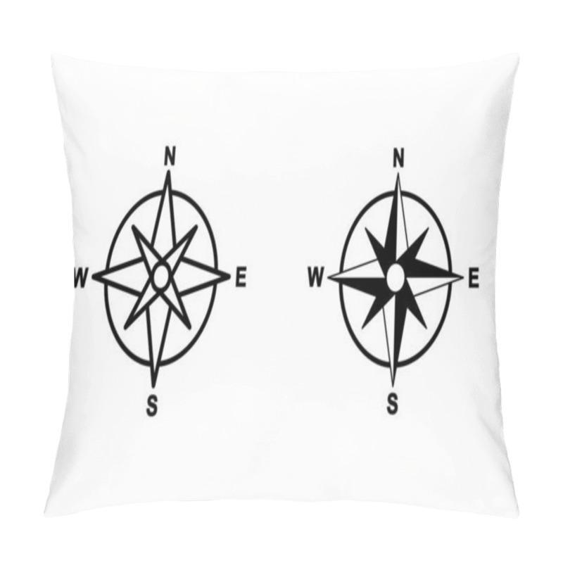 Personality  Compass Icons Set. Arrow Compass Icon Sign And Symbol Pillow Covers