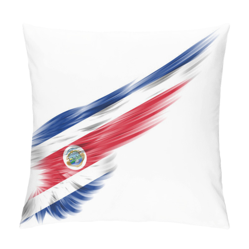 Personality  Flag Of Costa Rica On Abstract Wing With White Background Pillow Covers