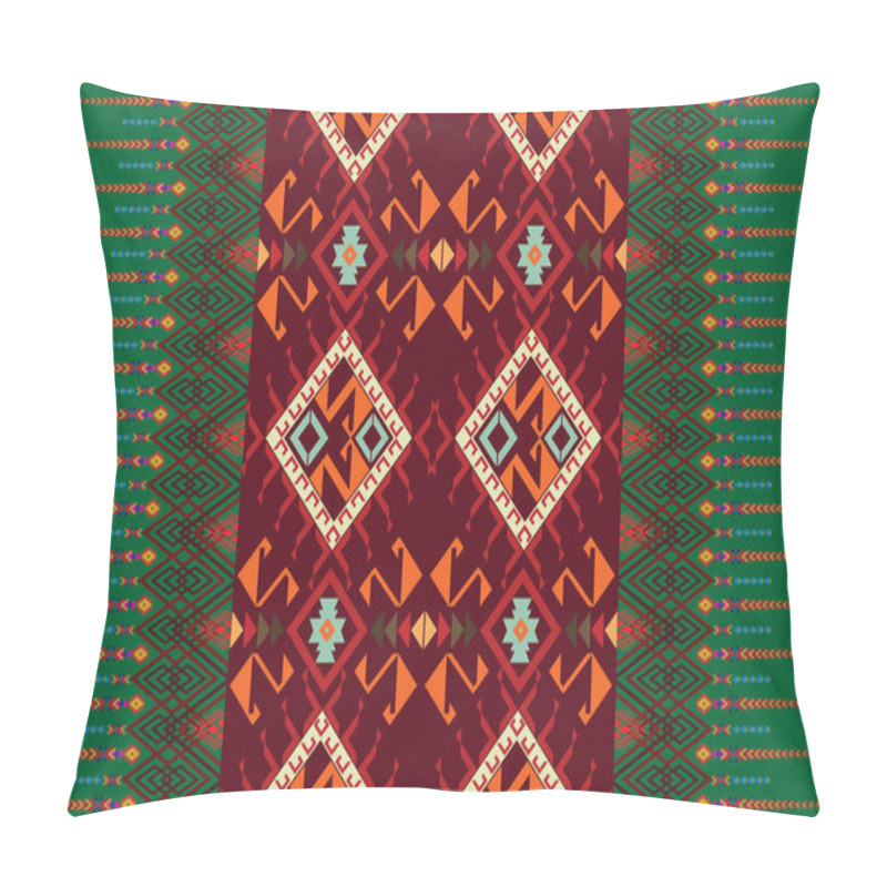 Personality  Mayan American Indian Pattern Tribal Ethnic Motifs Geometric Seamless Background. Unusual Native American Tribal Motifs Clothing Fabric Ethnic Traditional Design. Mexican Folk Fashion. Pillow Covers