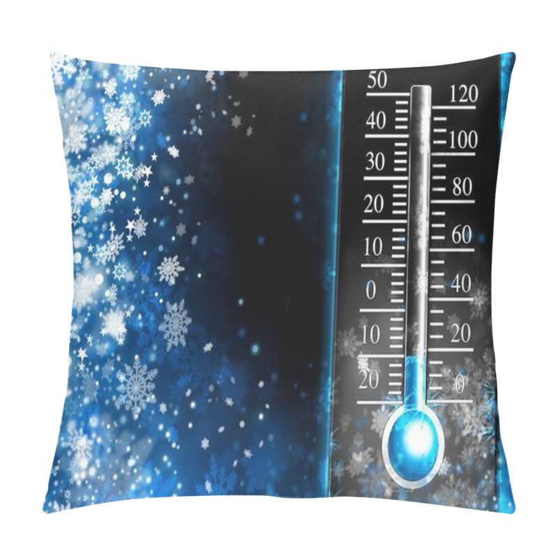 Personality  Below Zero. Cold Thermometer, Minus Temperature In Cold Winter Pillow Covers