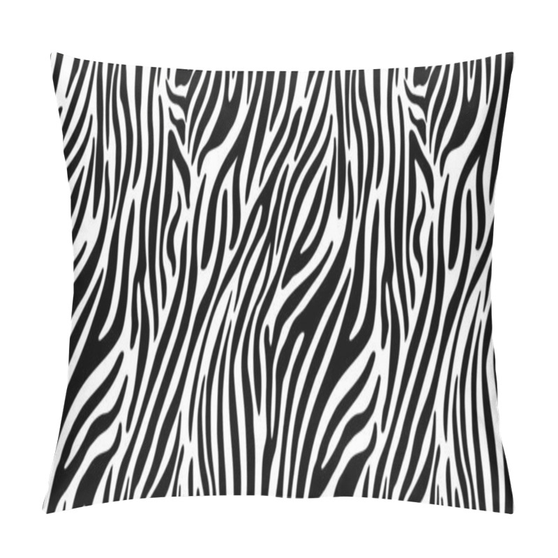 Personality  Seamless Vector Black And White Zebra Stripes Pattern. Stylish Wild Zebra Print. Animal Print Background For Fabric, Textile, Design, Cover Etc. 10 Eps Design. Stock Illustration Pillow Covers