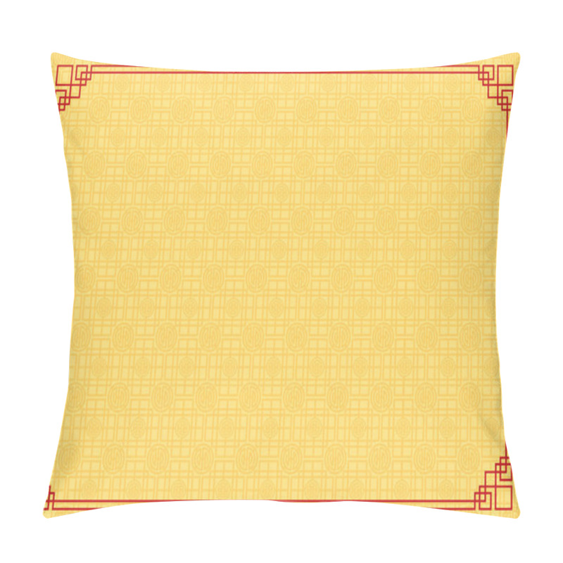 Personality  Chinese New Year Background, Abstract Oriental Wallpaper, Yellow Square Window Inspiration, Vector Illustration  Pillow Covers