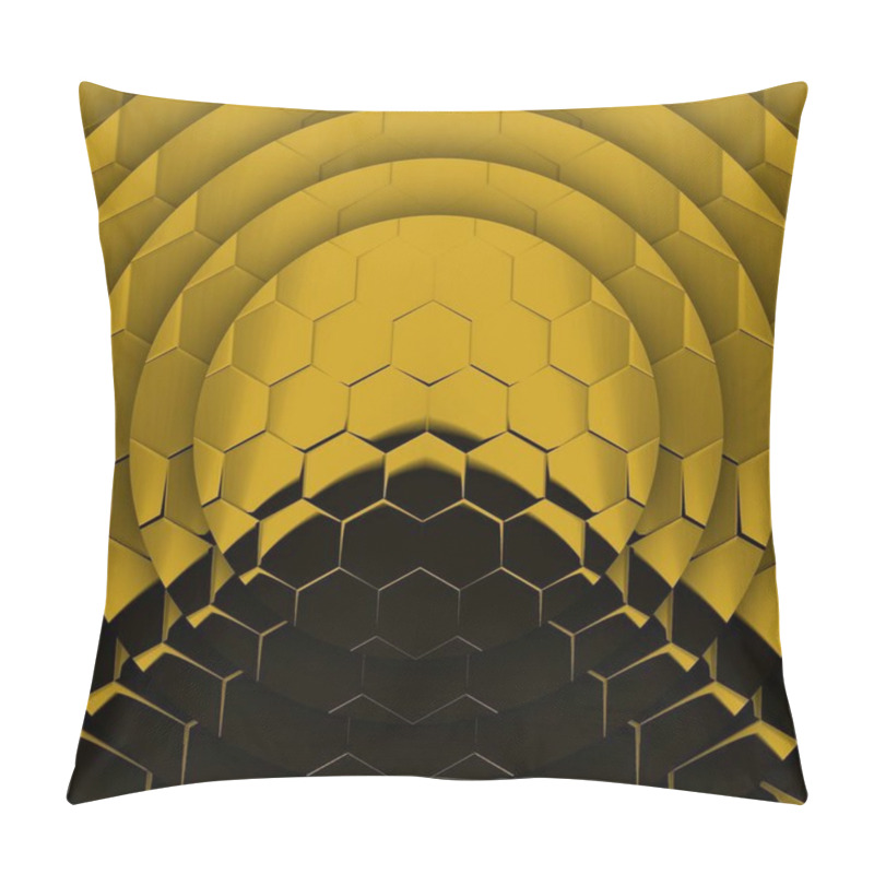 Personality  Bright Yellow Gold Hexagonal Patterns On Black Background Generating Many Intricate Shapes And Designs In A Square Format Pillow Covers