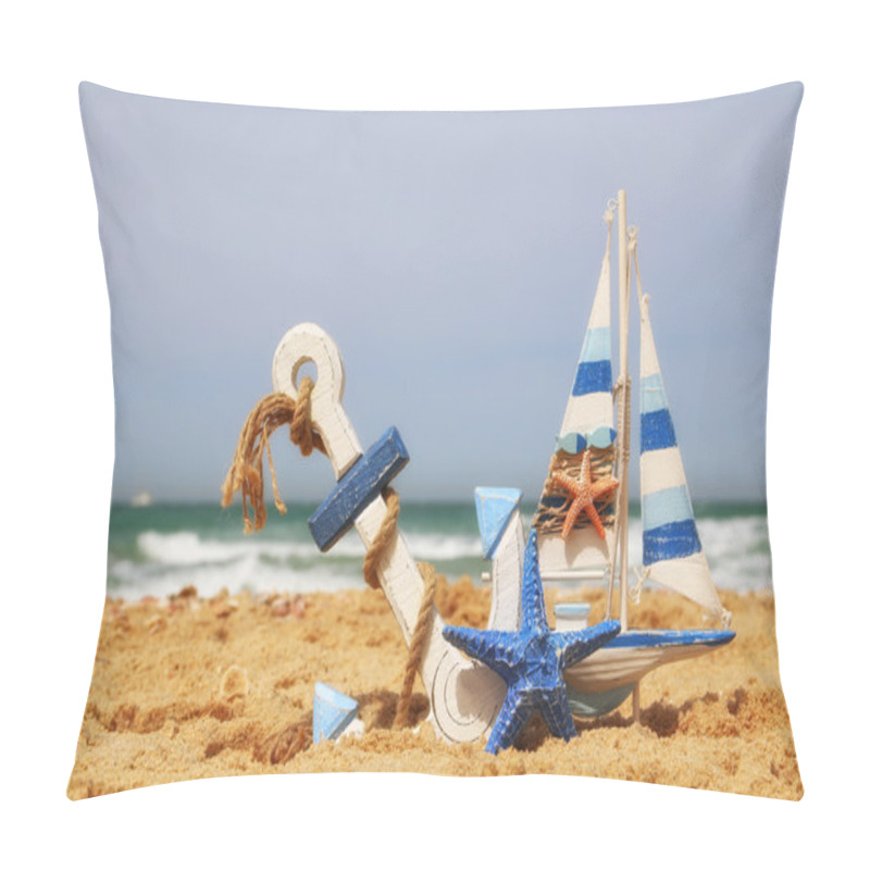 Personality  Starfish, Sailboat On Sea Sand And Ocean Horizon Pillow Covers