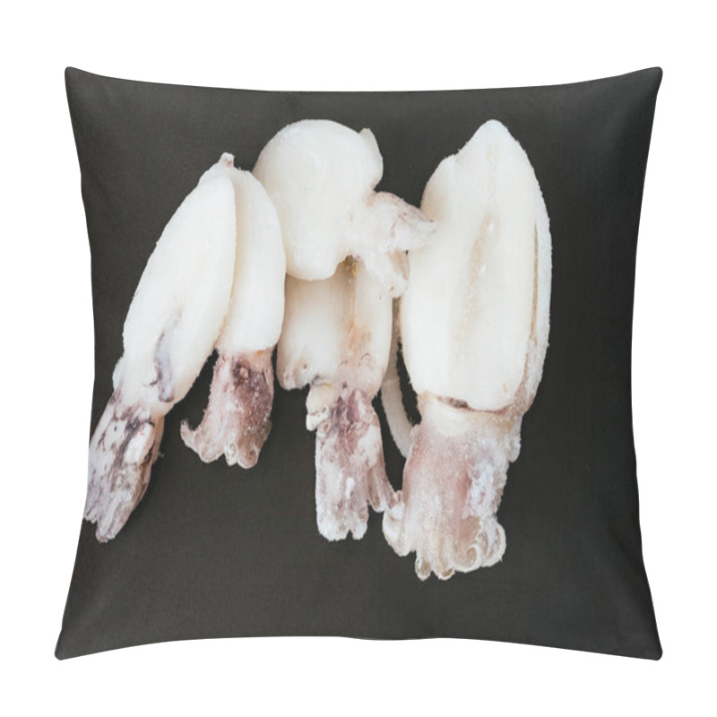 Personality  Small Squid Frozen On A Black Background Pillow Covers