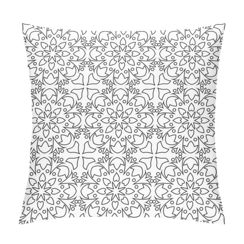 Personality  Black And White Vector Seamless Pattern Background.  Pillow Covers