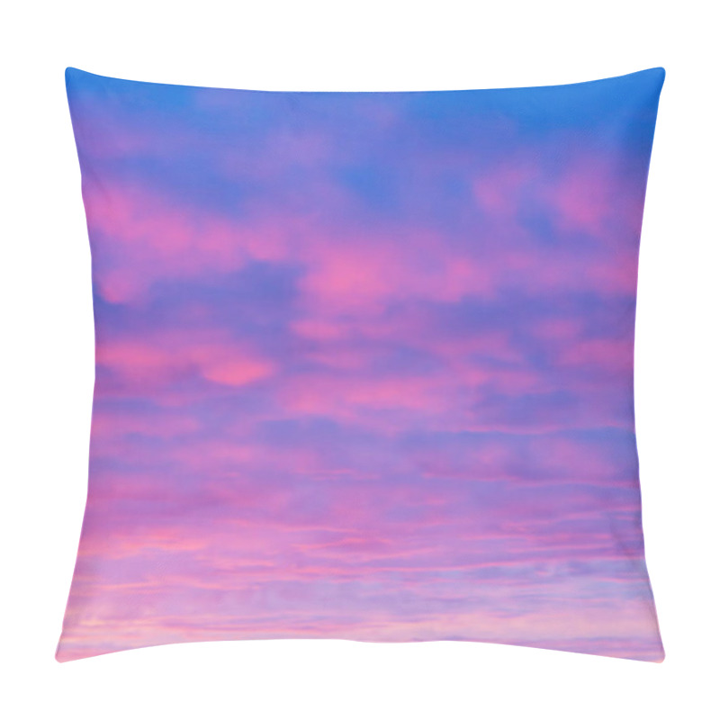 Personality  Vibrant Pink And Purple Sunrise Sky With Dreamy Cloudscape. Soft And Ethereal Morning Sky Colors Captured In A Peaceful Moment. Pillow Covers